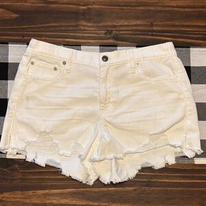 Aerie White Distressed Denim Shorts new medium